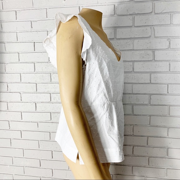 J. Crew V-Neck Peplum Top in White Swiss Dot - Picture 8 of 16